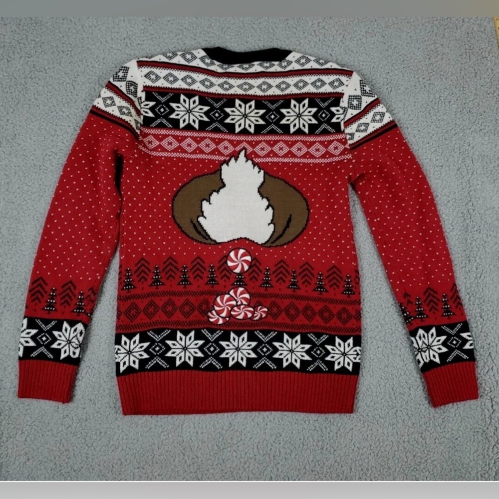 Ugly Christmas Sweater Rudolph Reindeer Small Double Sided Poopin Peppermints View 3